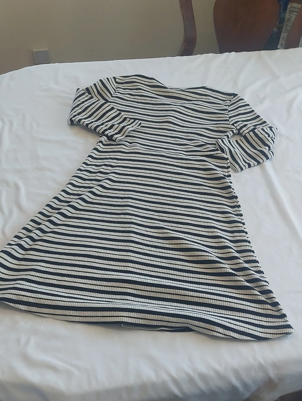 Old Navy Striped Black and White Long-Sleeve Girls' Dress.Size 10 /12